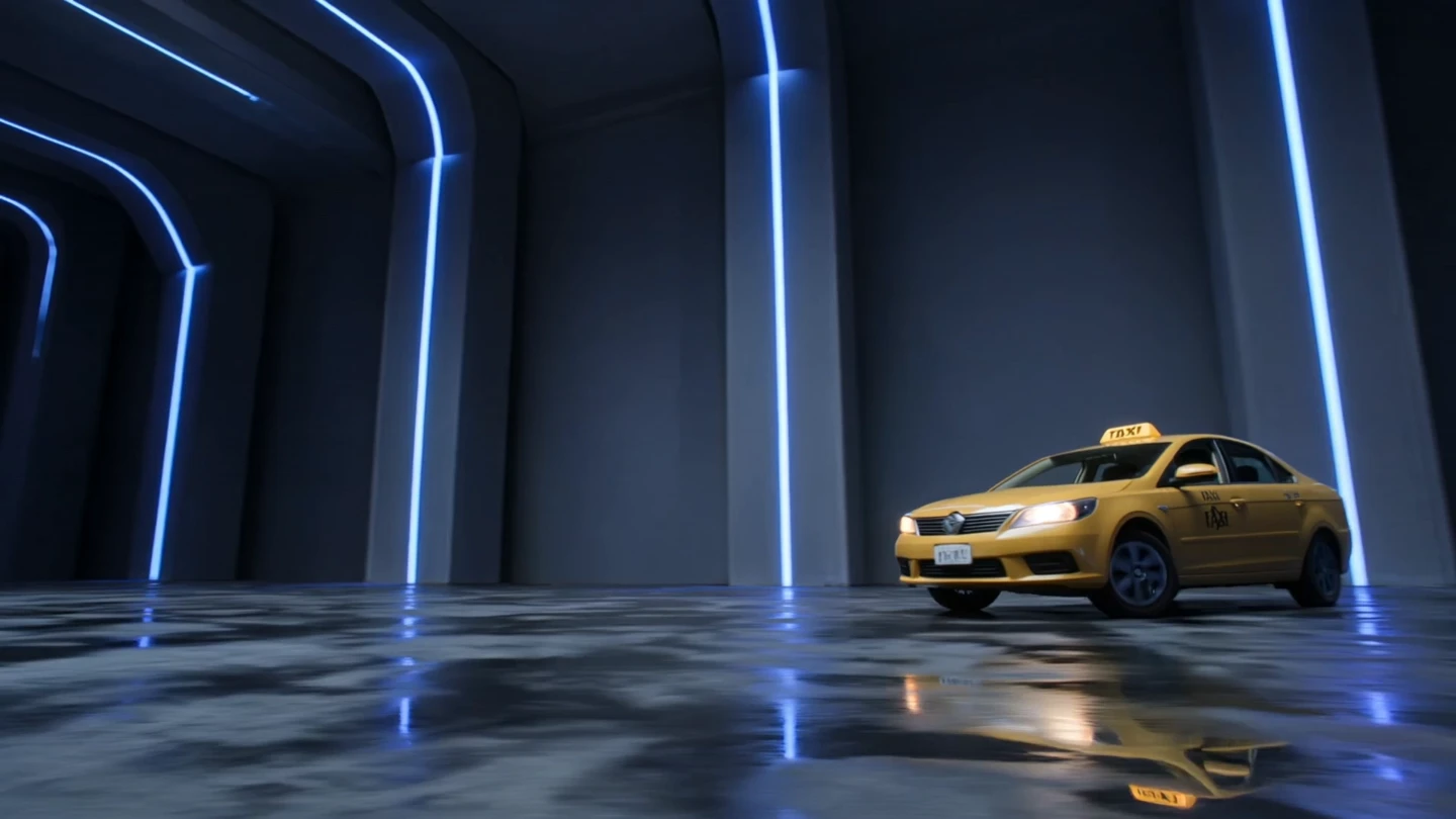 Taxi amarillo que representa la categoría C1 de servicio público